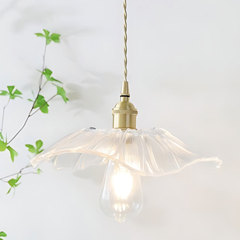 Nordische Lotus-Pendelleuchte aus klarem Glas