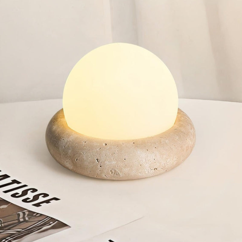 Creative Orb Travertine Cream Table Lamp