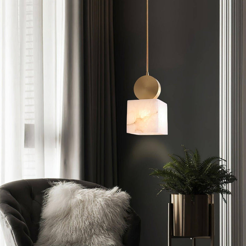 Scandinavian Geometric Alabaster Texture Pendant Light