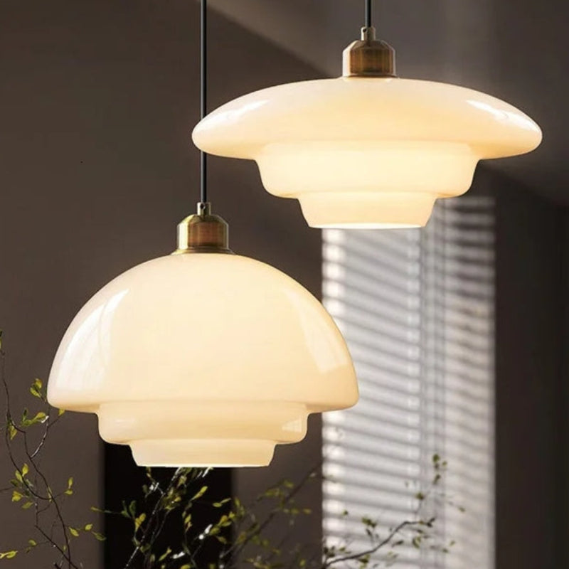 Elegant White Milk Glass Pendant Light