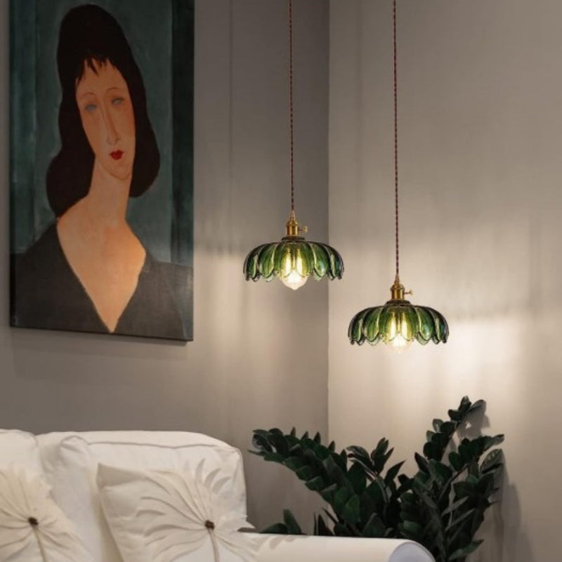 Vintage Petal Glass Pendant Light