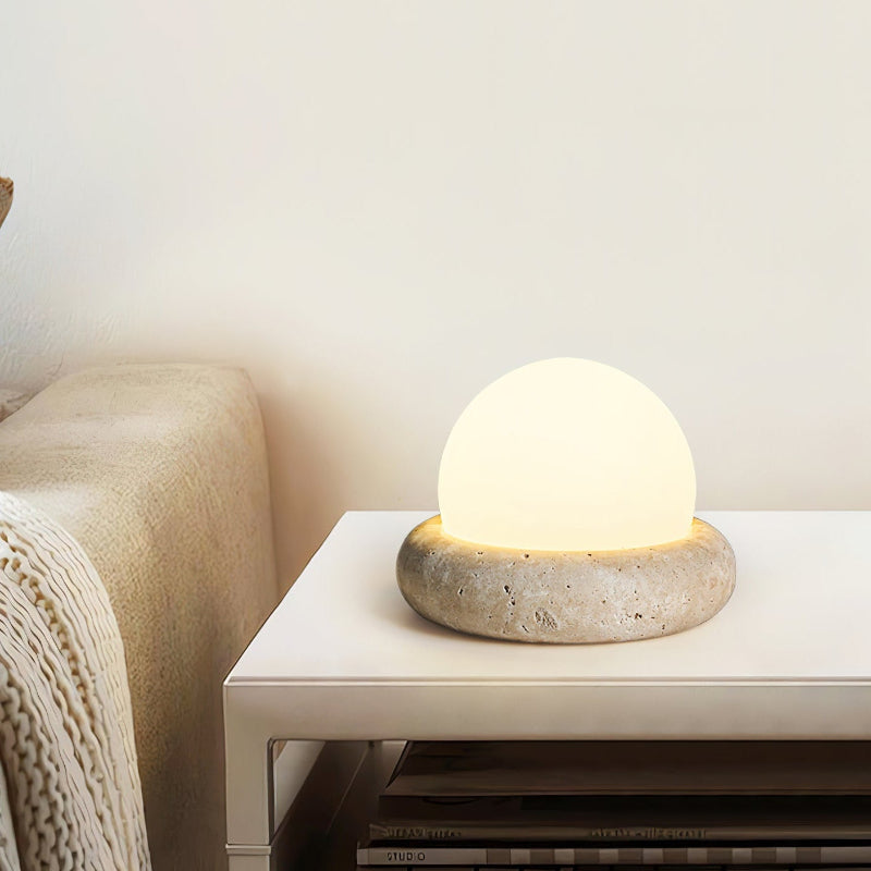 Creative Orb Travertine Cream Table Lamp