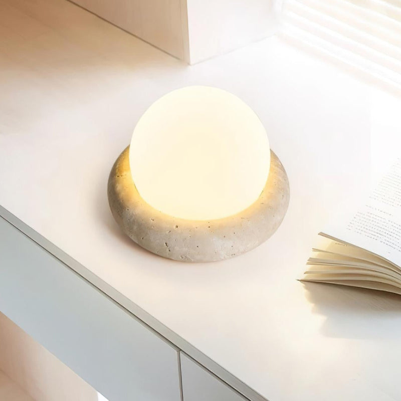 Creative Orb Travertine Cream Table Lamp