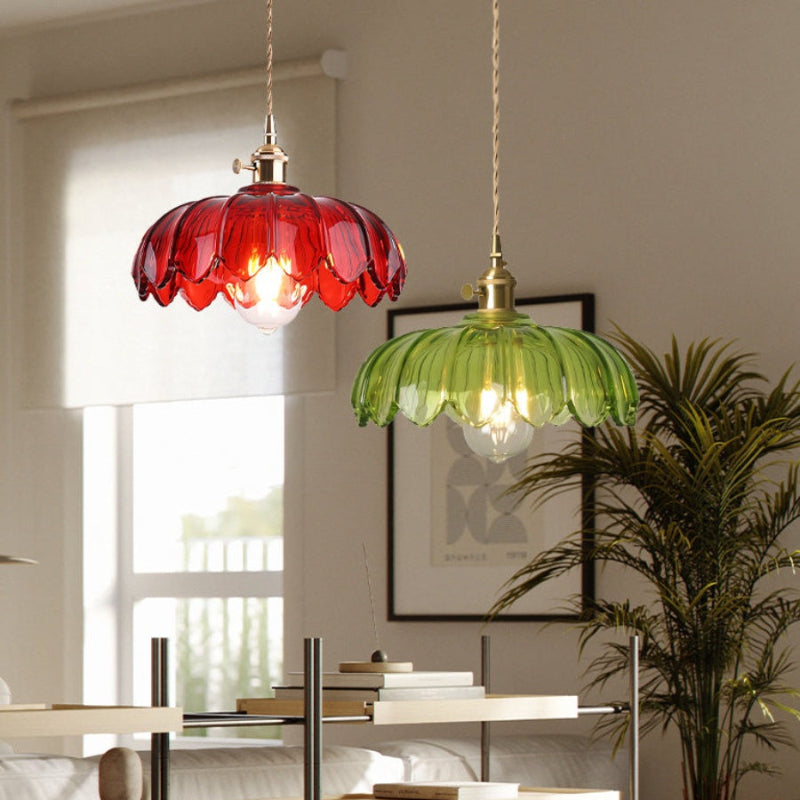 Vintage Petal Glass Pendant Light