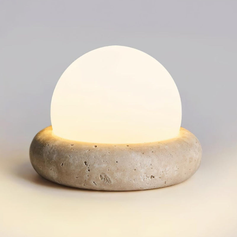 Creative Orb Travertine Cream Table Lamp