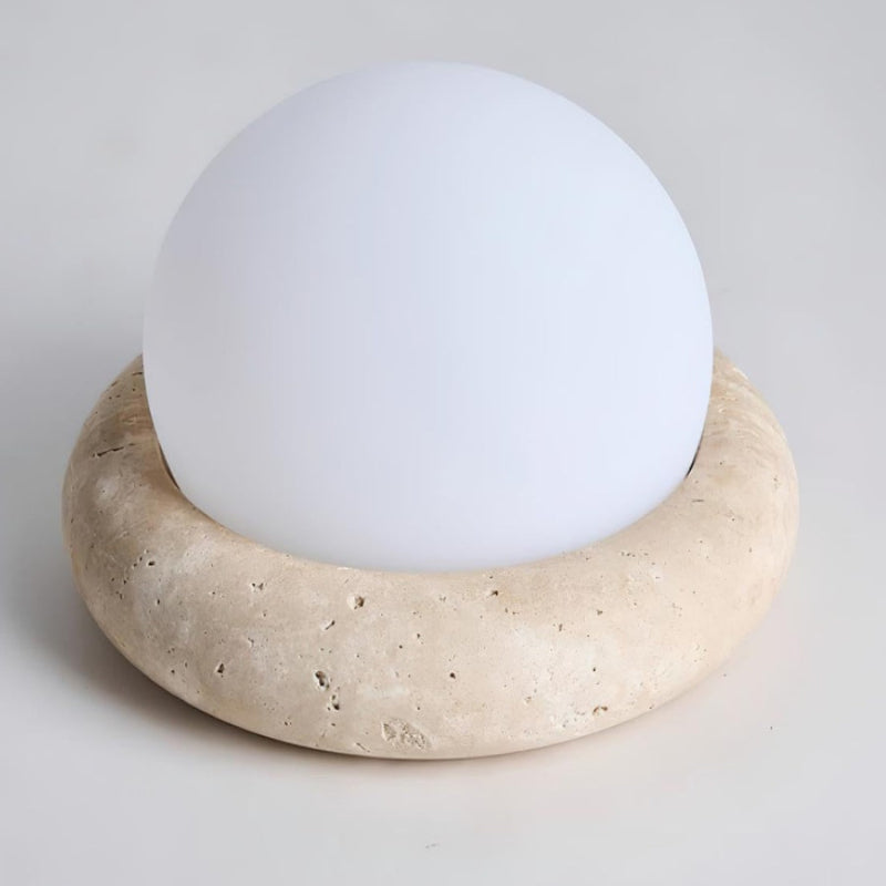 Creative Orb Travertine Cream Table Lamp