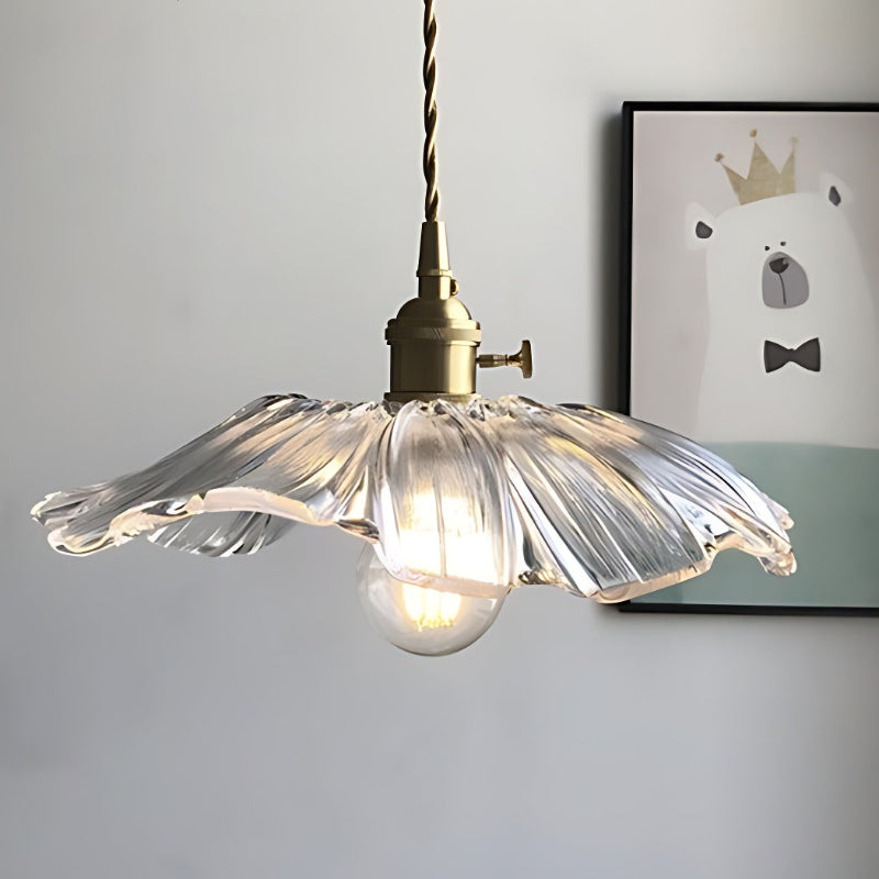 Nordische Lotus-Pendelleuchte aus klarem Glas