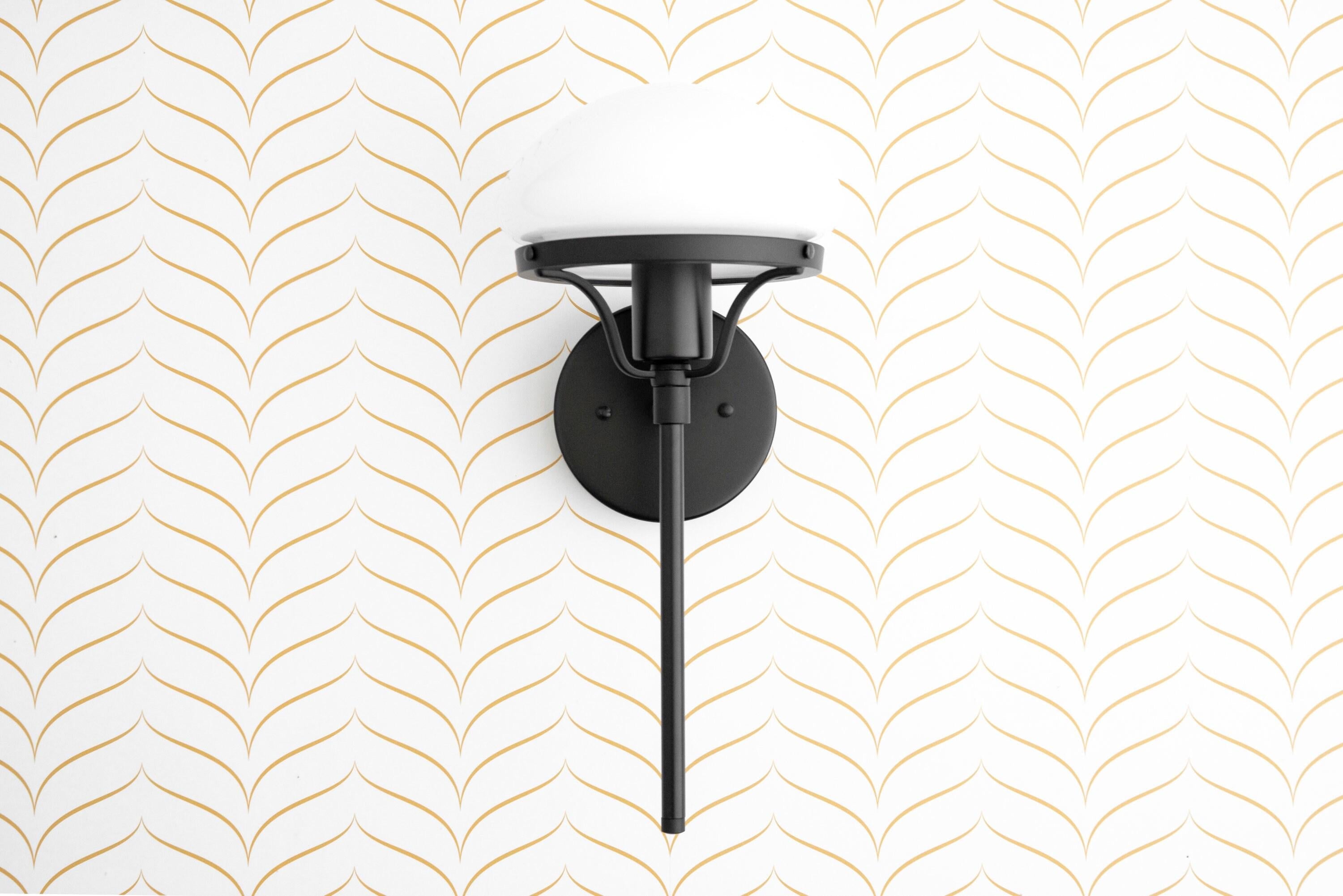 Ornato Luxe Modern Art Deco Wall Light - Opal Glass Globe Sconce - Brass or Black