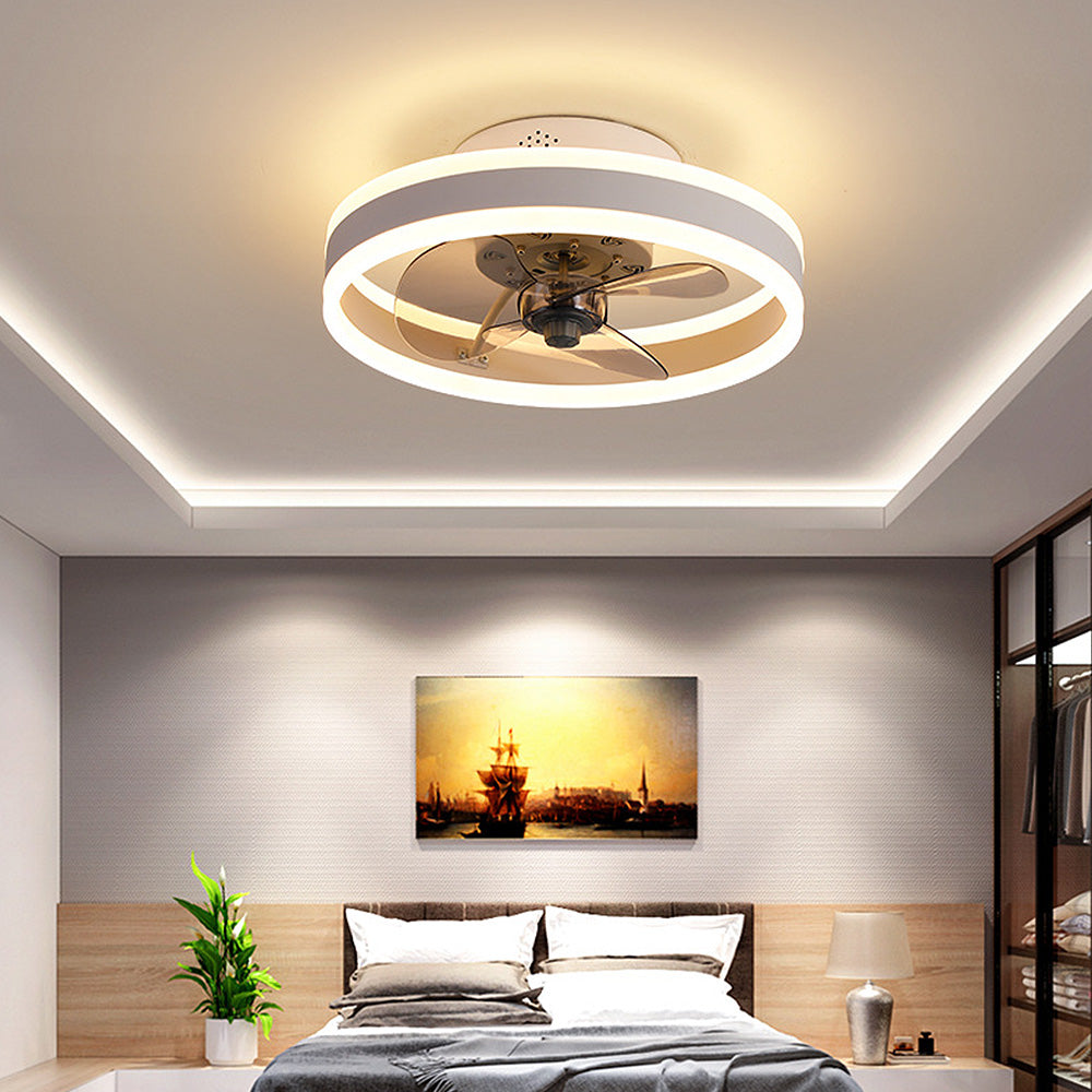 Ceiling Fan with Light – Round LED Modern Style for Bedroom Comfort