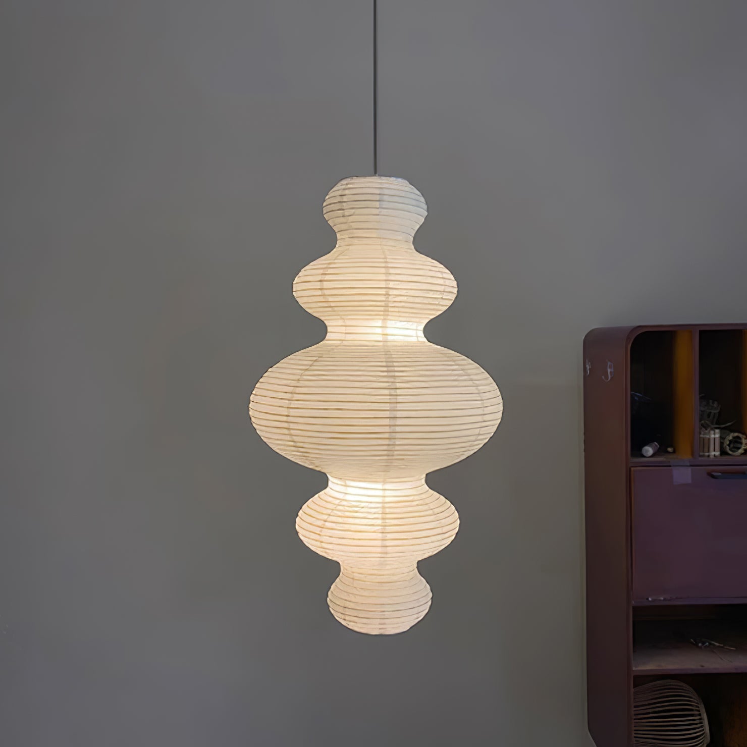 Luxurious Pendant Swag Lamp - Sculptural Rice Paper Lamp for Bedroom