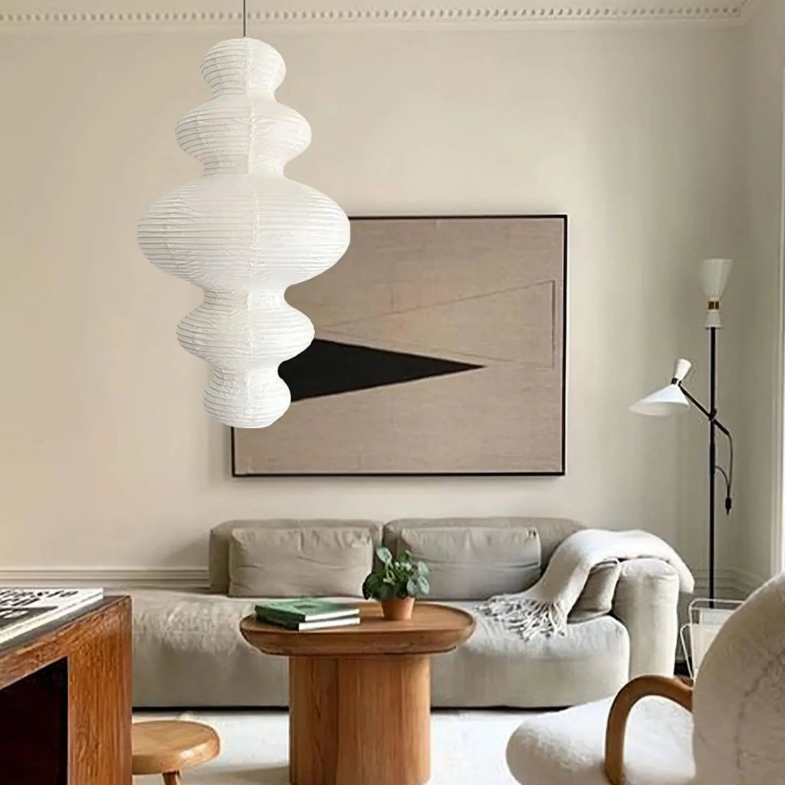 Sculptural Rice Paper Pendant Lamp - Luxurious Lamp for Bedroom