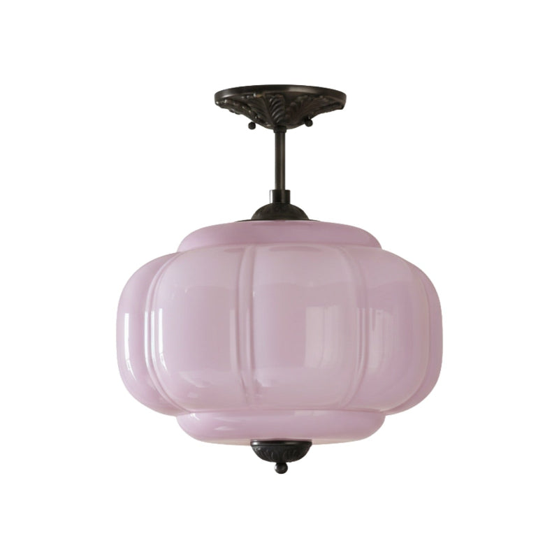 Vintage Milk Glass Eloise Semi-Flush Mount Pendant Light