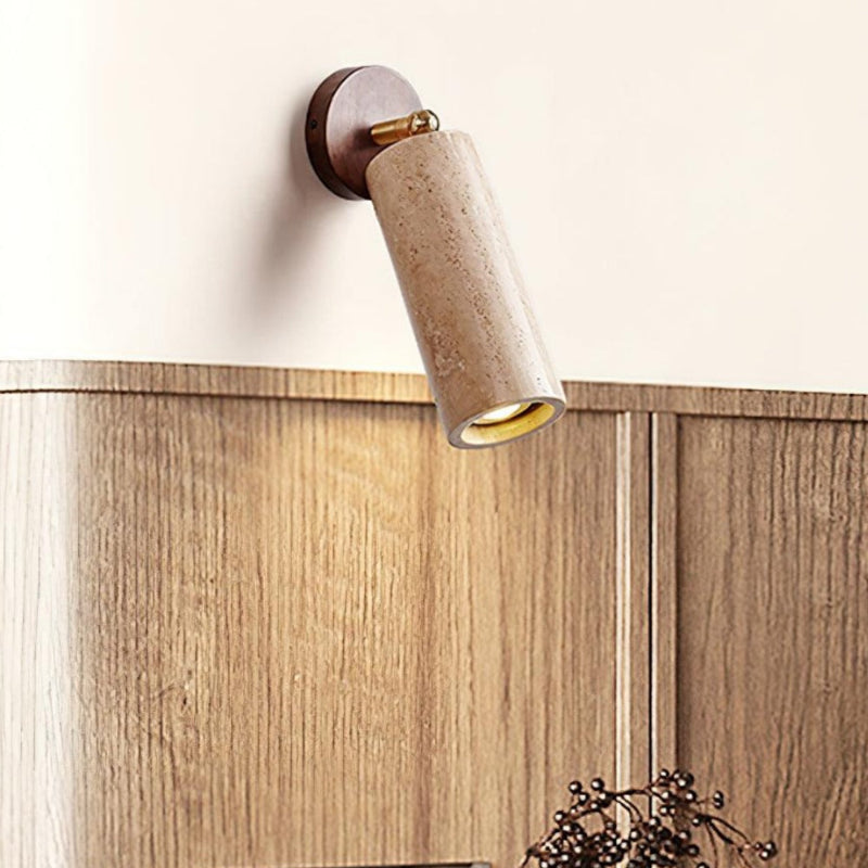 Adjustable Travertine Cylindrical Tube Wall Lamp