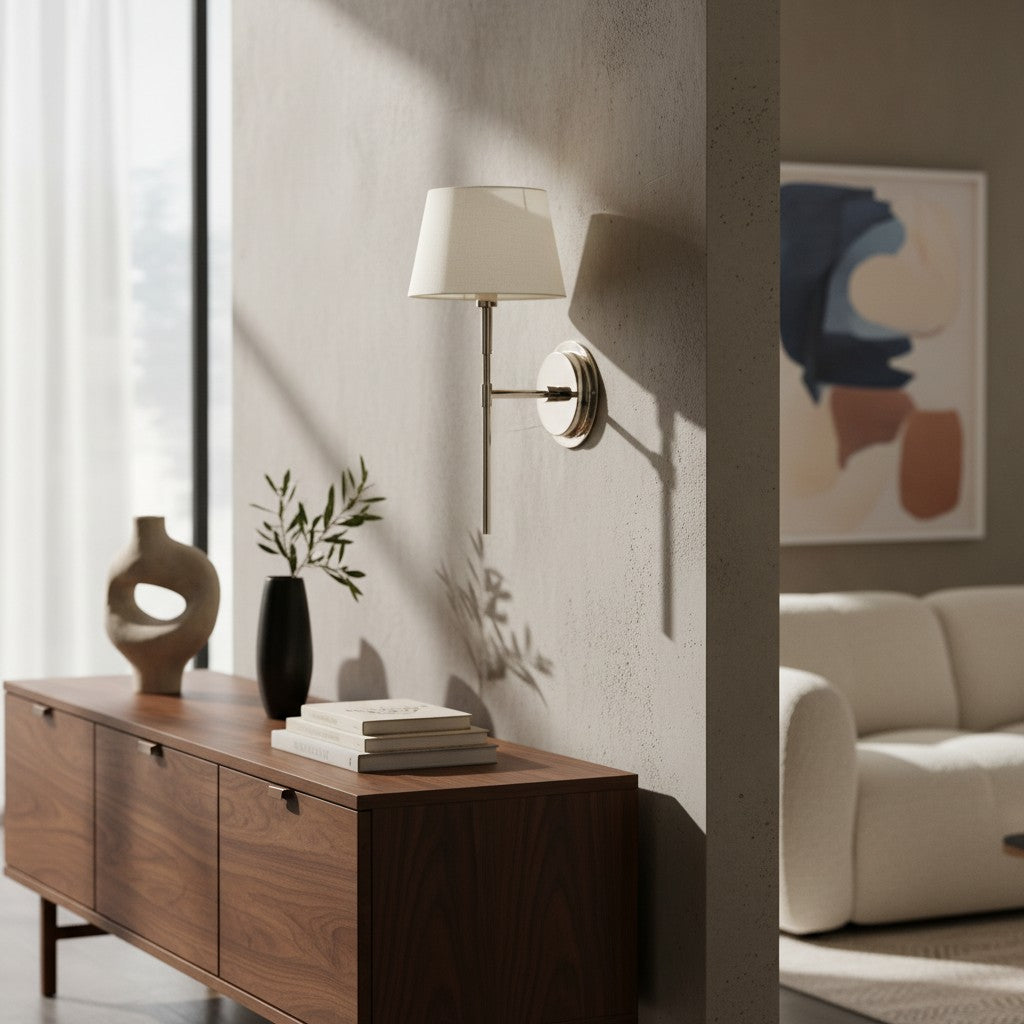 Cremaris Metal Wall Light with Fabric Shade - Timeless Sconce for Interior Lighting