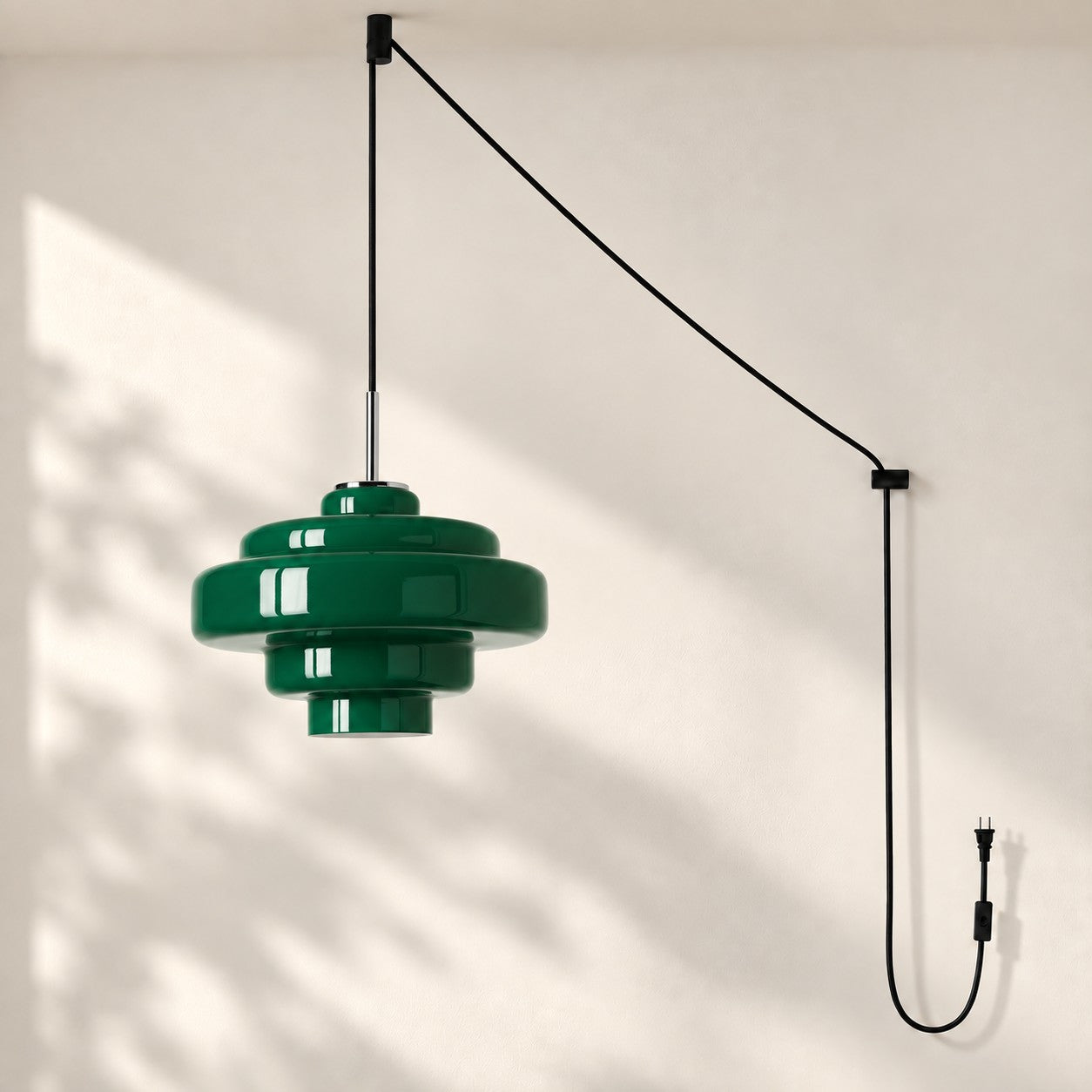 Koloro Millie Glas-Pendelleuchte mit Stecker - Retro-Pendelleuchte in bunten Farben für moderne Innenräume