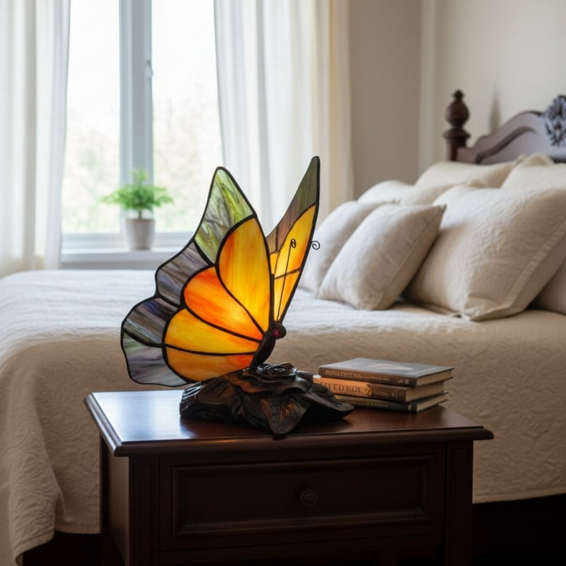 TF Butterfly Table Lamp – Nature-Inspired Glass Design Perfect for Living Rooms or Hallways