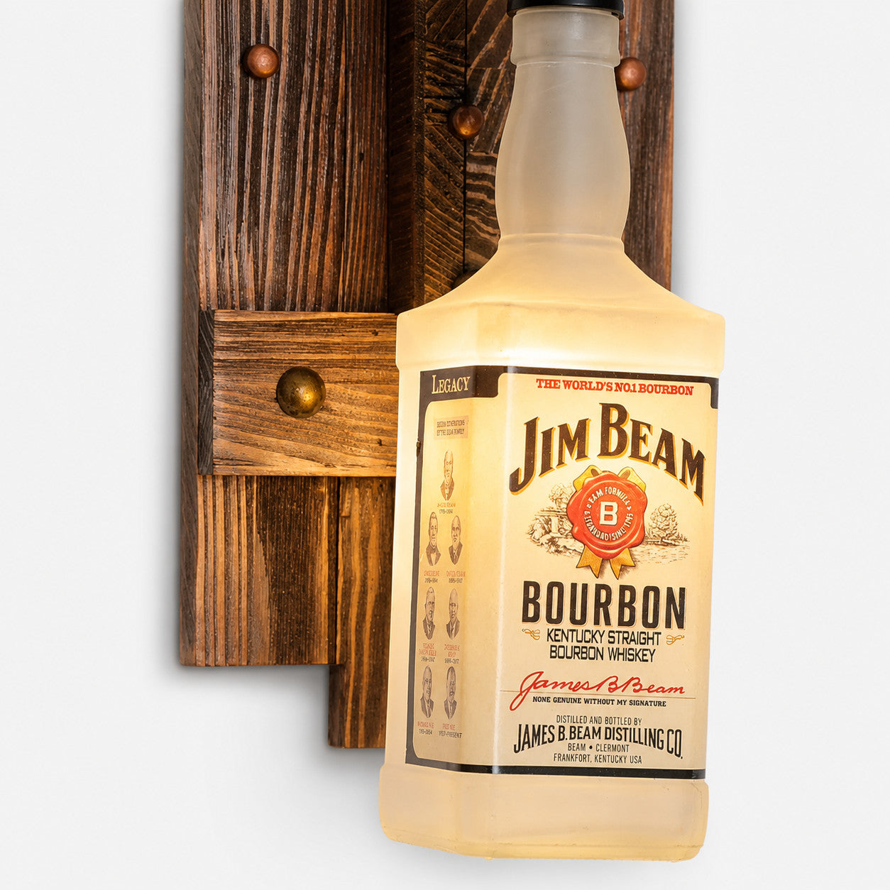 Rustic Wood and Rope Bottle Wall Sconce