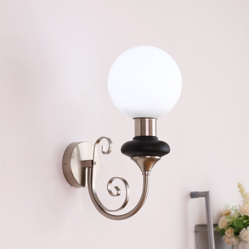 Retro Glass Wall Lamp - Single Ball Light French Style for Hallway
