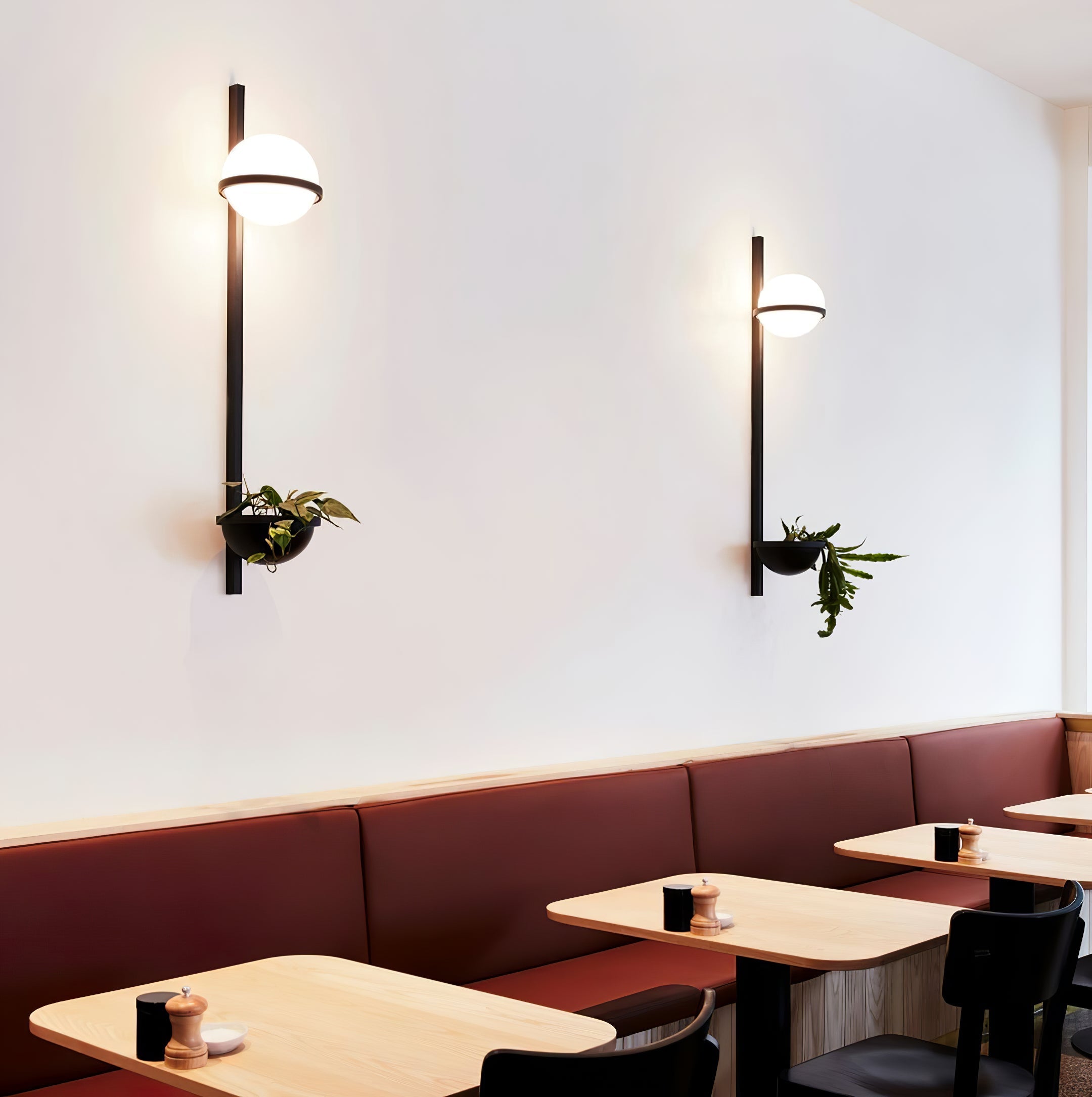 Modern Metal Wall Light - Black Frame Glowing Sphere Lamp for Garden