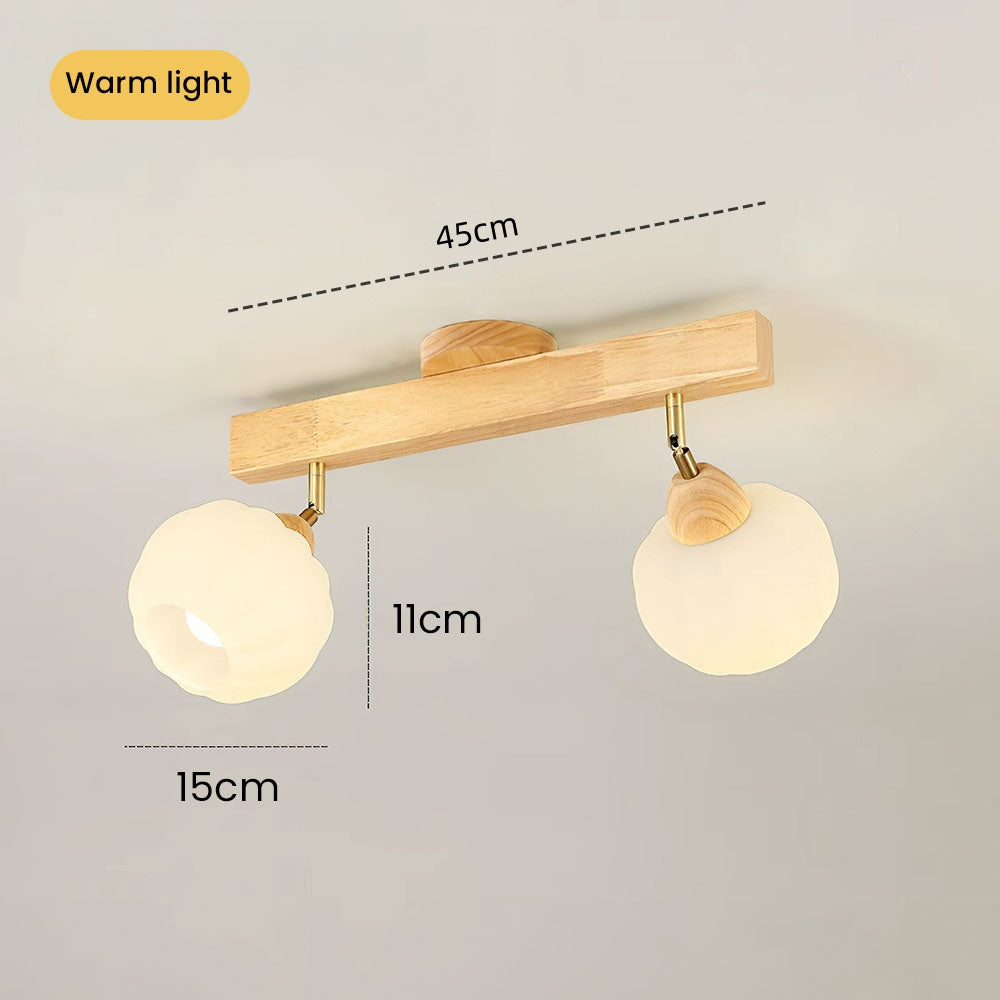Cream Wood Track Light - Modern Ball Ceiling Light for Living Room