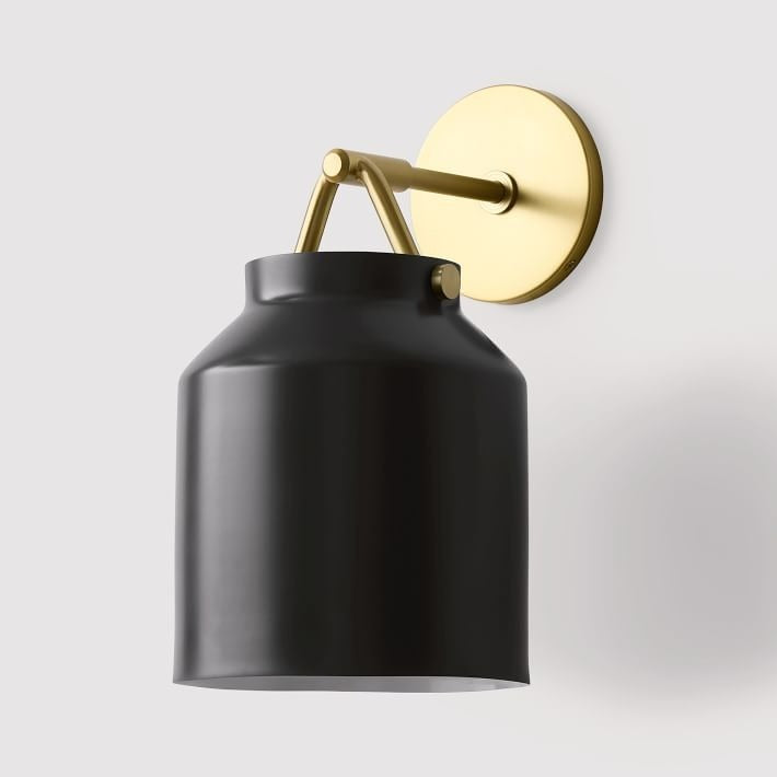 Hanton Brass Damp Rated Sconce - Modern Glass Wall Light for Bathroom