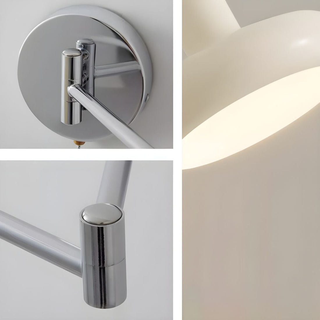 Swing Arm Wall Lamp - Retro White Adjustable Reading Light