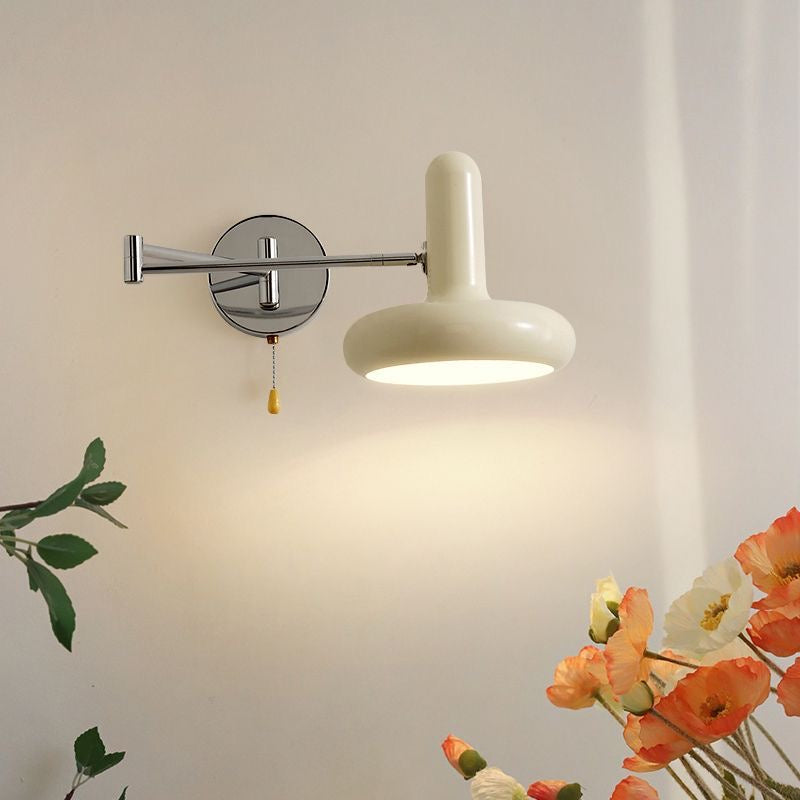 Swing Arm Wall Lamp - Retro White Adjustable Reading Light