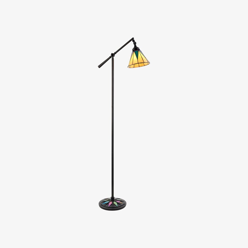 TF Dark Star Tiffany Task Floor Lamp – Art Deco Stained-Glass Floor Light for Living Room