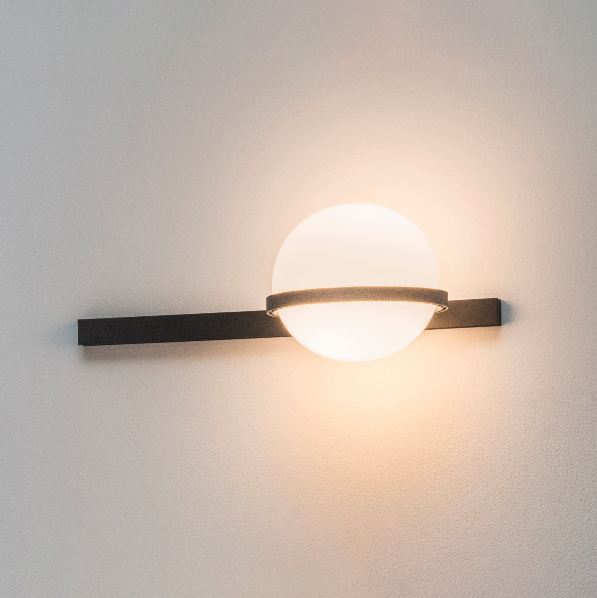 Modern Metal Wall Light - Black Frame Glowing Sphere Lamp for Garden