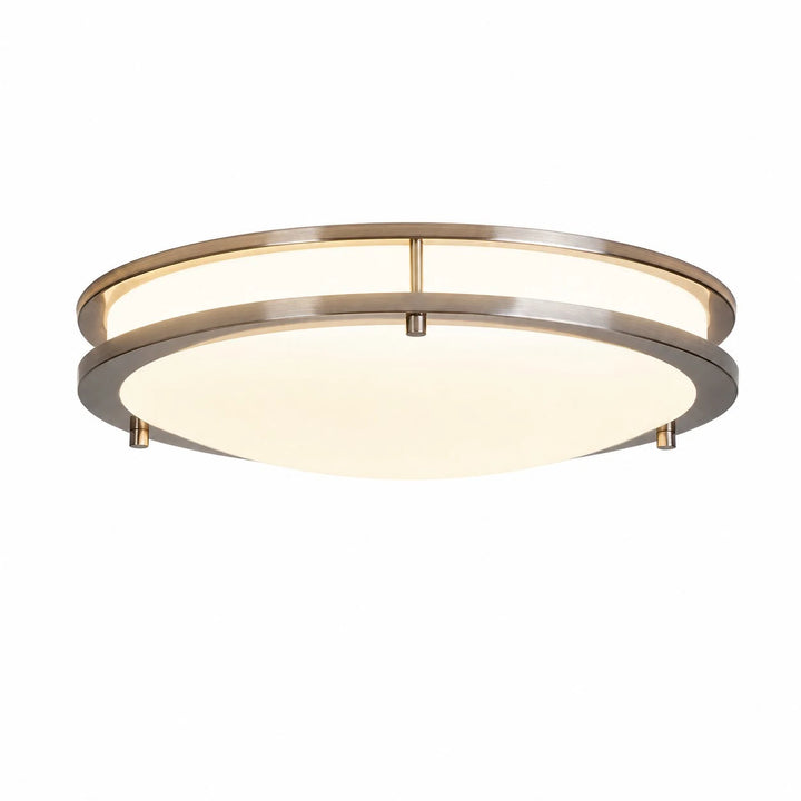 Brushed nickel 40 cm Bauhaus eye-care LED ceiling light, three-color light