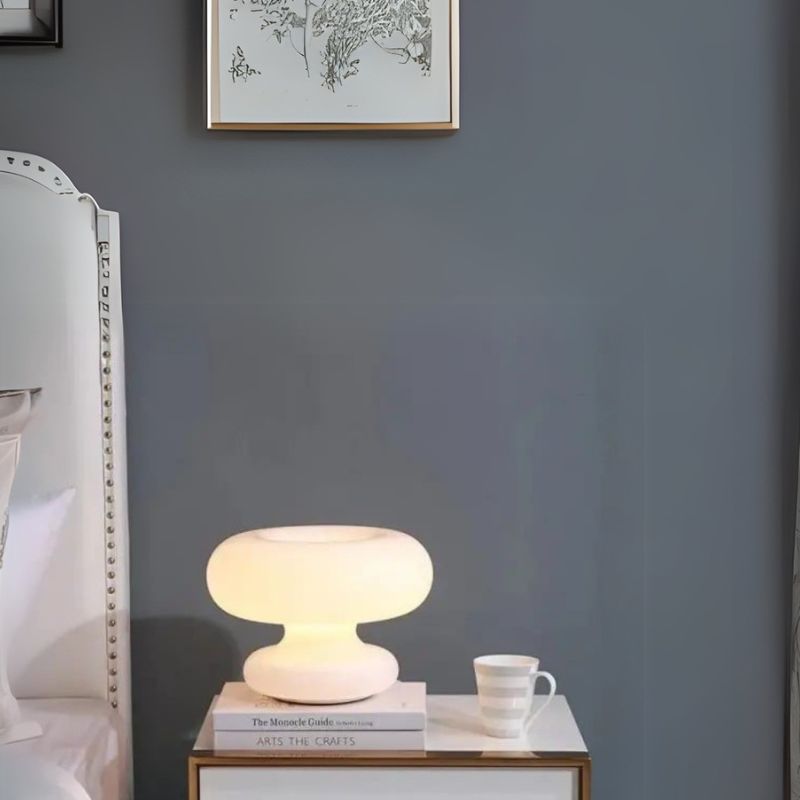 Mushroom Bauhaus Milky Glass Table Lamp