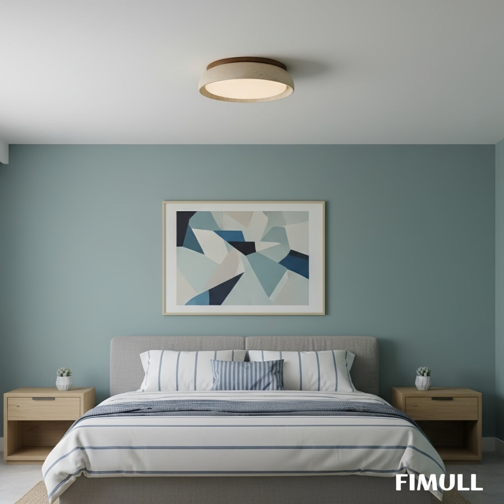 Organic Stone Round Ceiling Light – Minimal Accent Lighting for Entryway