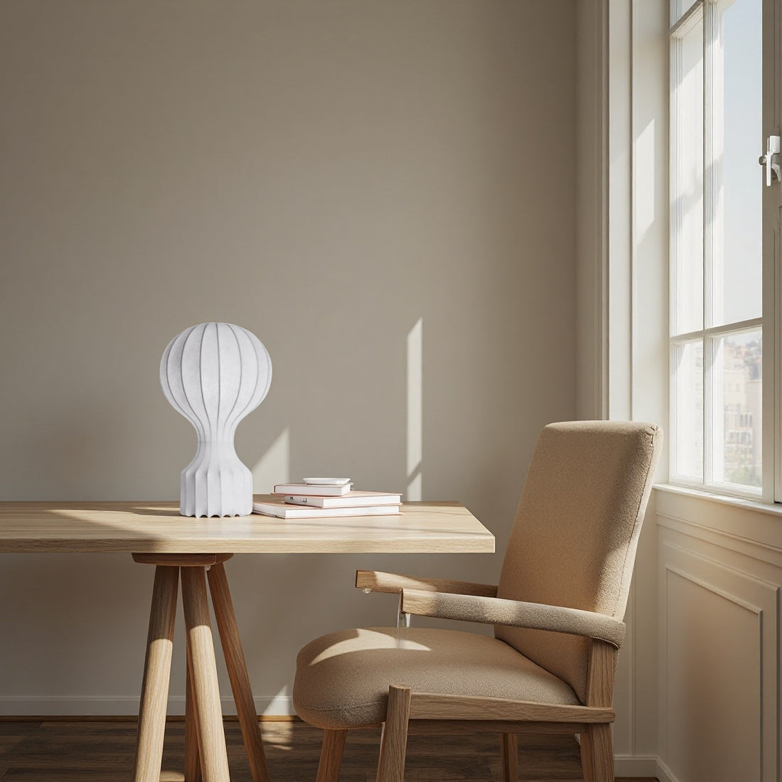 Heißluftballon Cocoon Weiße Tischlampe