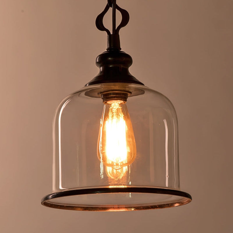 Retro Glass Bell Transparent Pendant Light