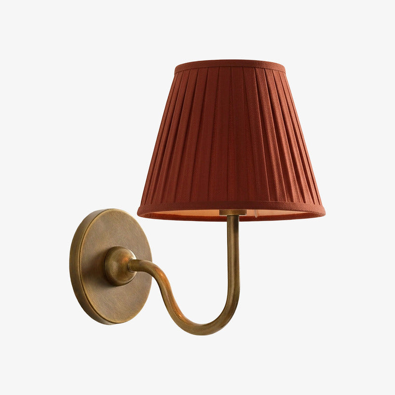 Luvora Pleated Shade Wall Lamp – Modern Brass Linen Lighting