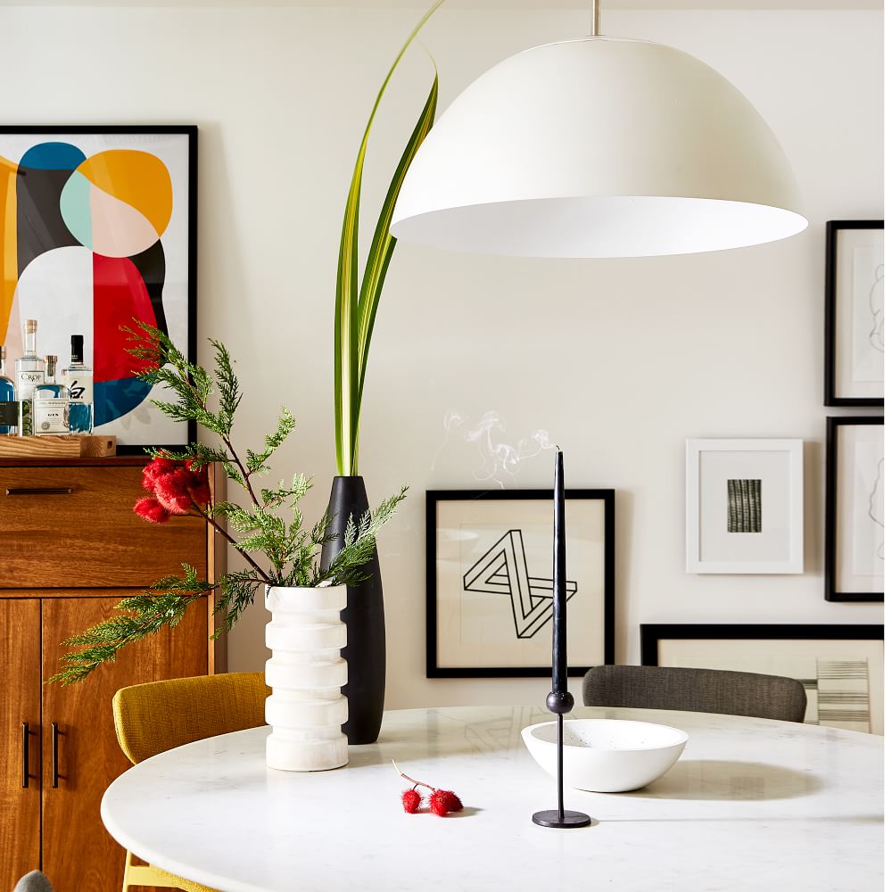 Parvion Sculptural Metal Pendant Light - Modern Bowl Lamp for Hallway