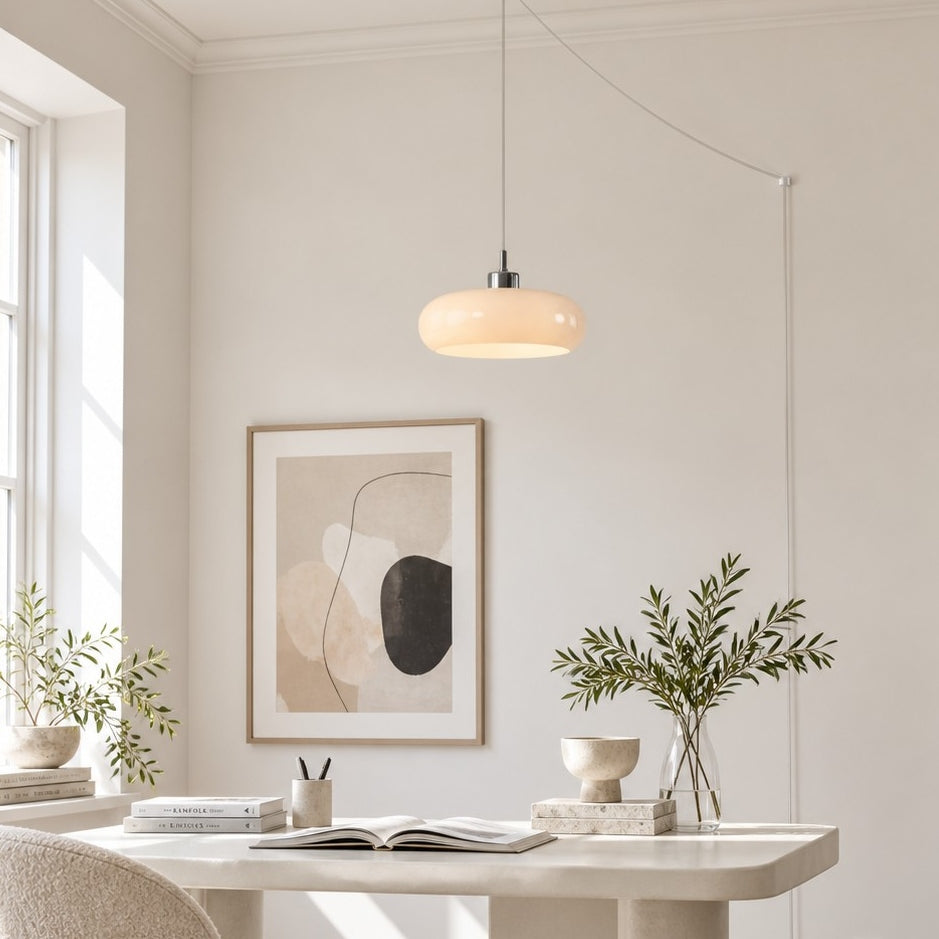 Potivus skulpturale Glas-Pendelleuchte mit Stecker