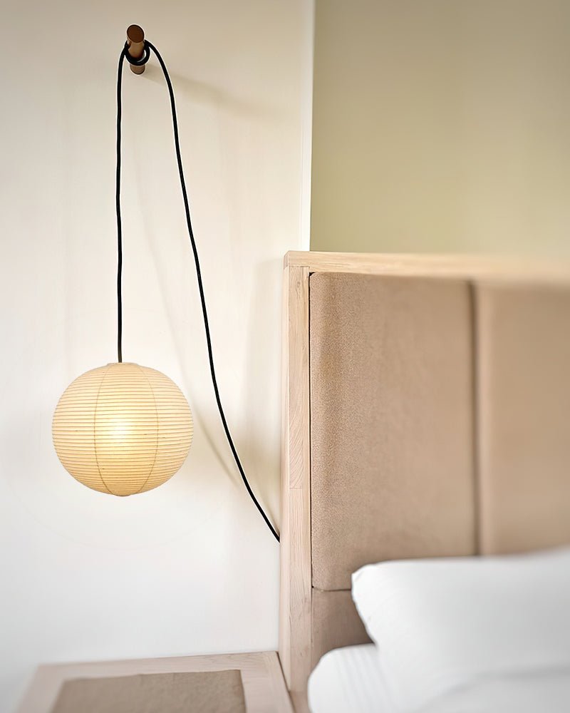 Mid-Century Pendant Swag Light - Japanese Paper Lamp for Bedroom