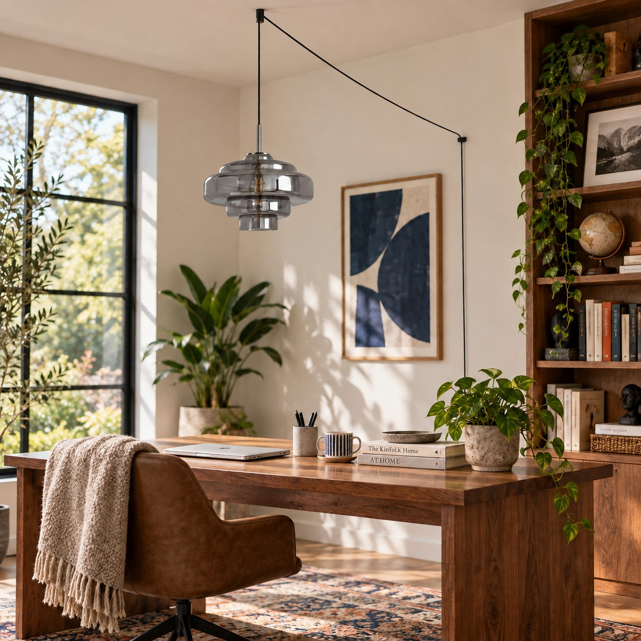 Koloro Millie Glas-Pendelleuchte mit Stecker - Retro-Pendelleuchte in bunten Farben für moderne Innenräume