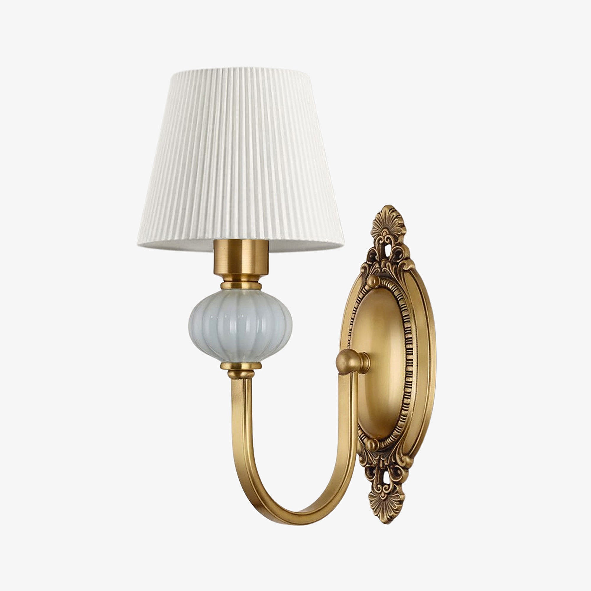 Rowanea Ceramic Wall Sconce with Fabric Shade and Metal Finish - Farmhouse Modern Hallway Light
