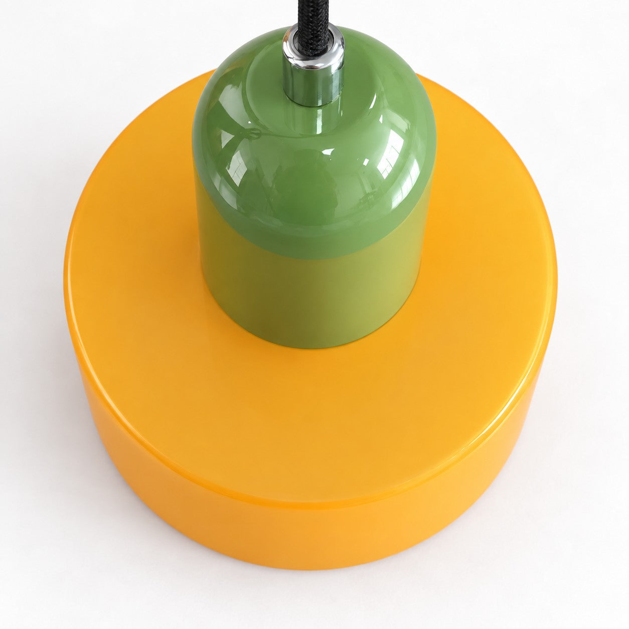 Mid-Century-Makronen-Pendelleuchte mit Stecker und Zugkabel - Bunter Lampenschirm als Hängelampe für die Wohnraumdekoration