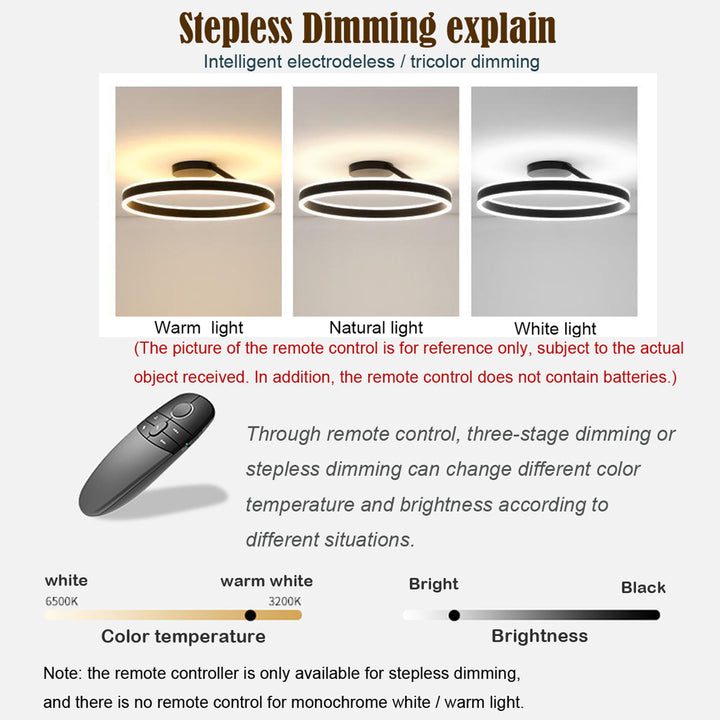 Metal Circle Ceiling Light - Minimalist LED Lamp for Living Room