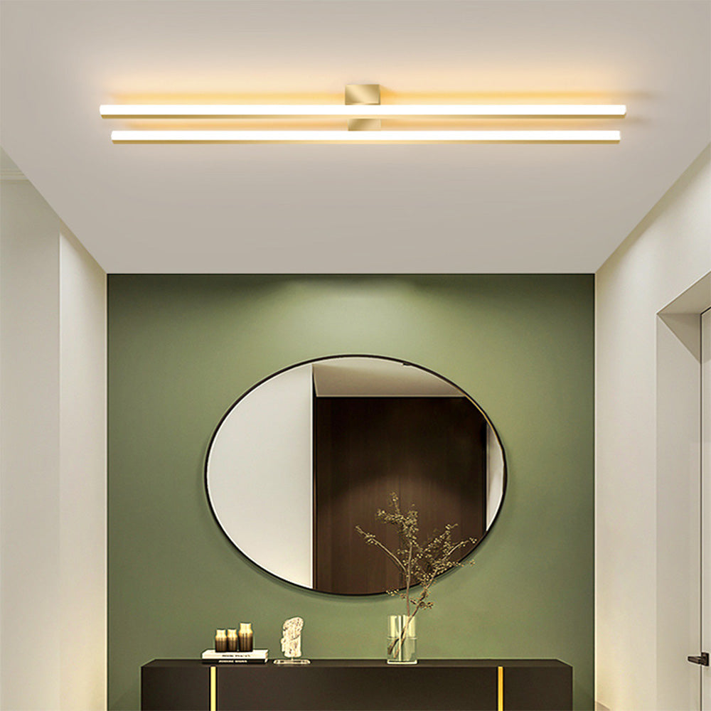 Double Linear Ceiling Light - Industrial Iron LED Lamp for Living Room