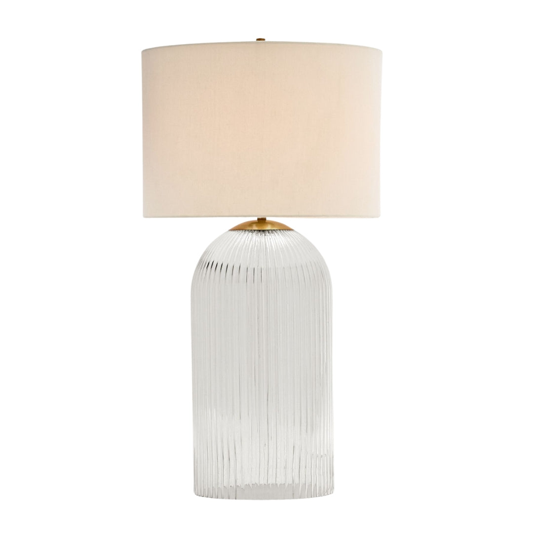 Bravira Ribbed Glass Table Lamp - Modern Lighting with Linen Shade