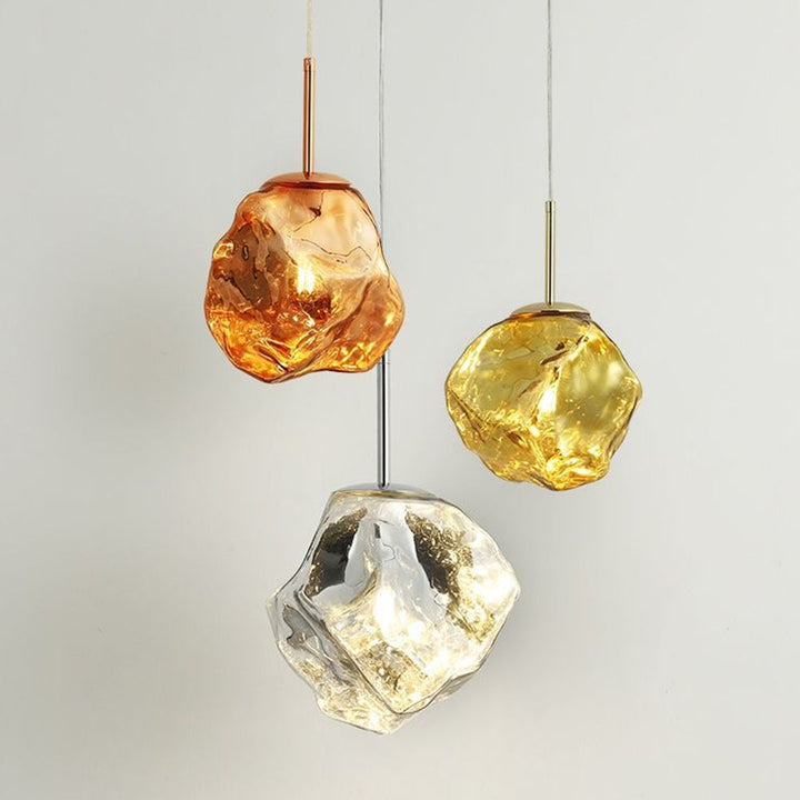 Modern Glass Pendant Light - Stone Shape Lamp for Kitchen Island