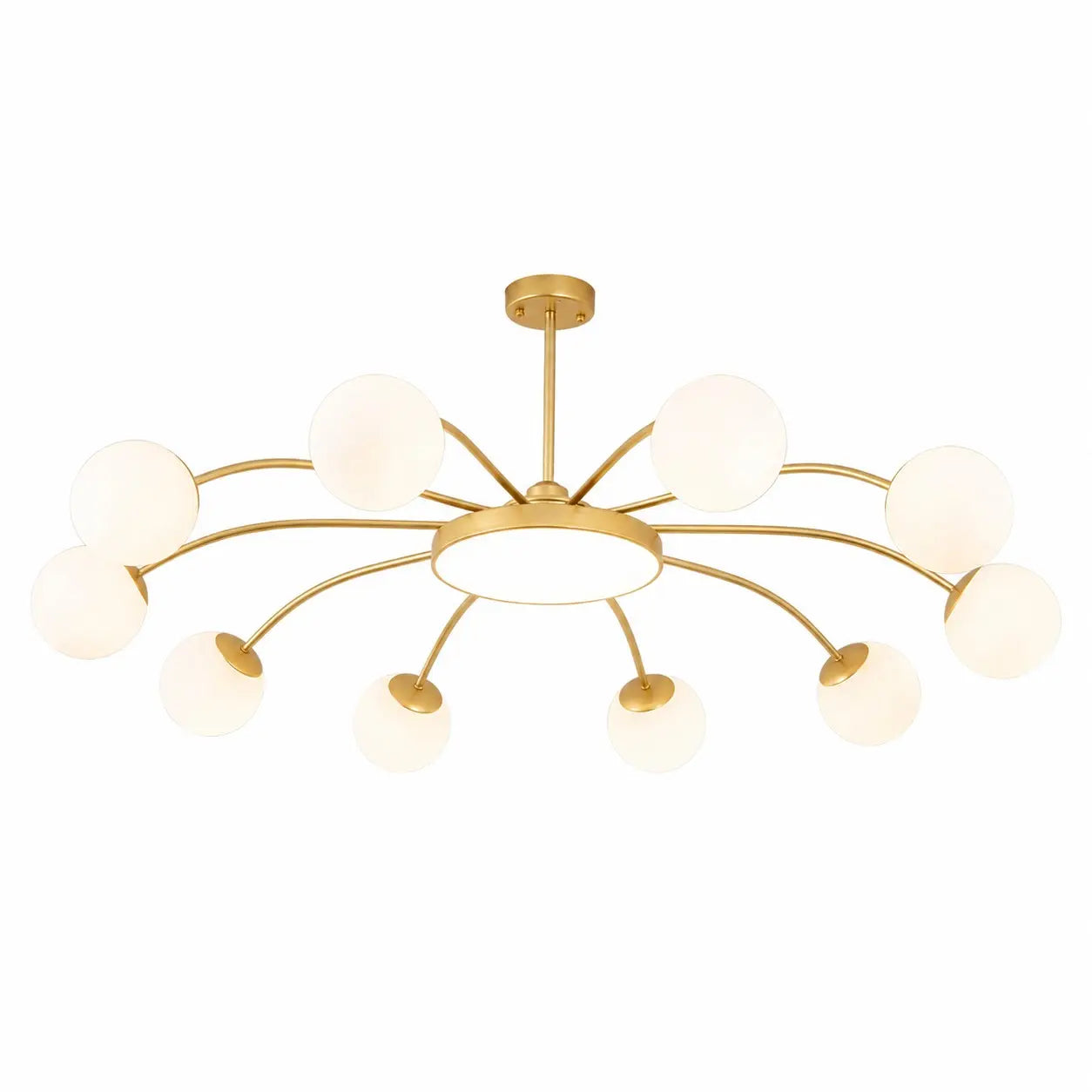 Standard gold 10-light milk glass chandelier