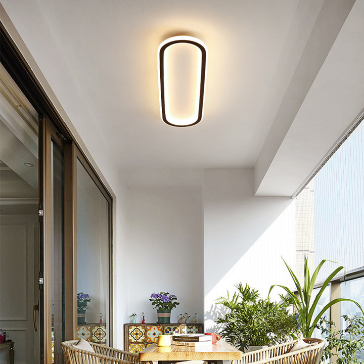 Oval LED Ceiling Light - Gold Art Deco Design Lamp for Modern Homes