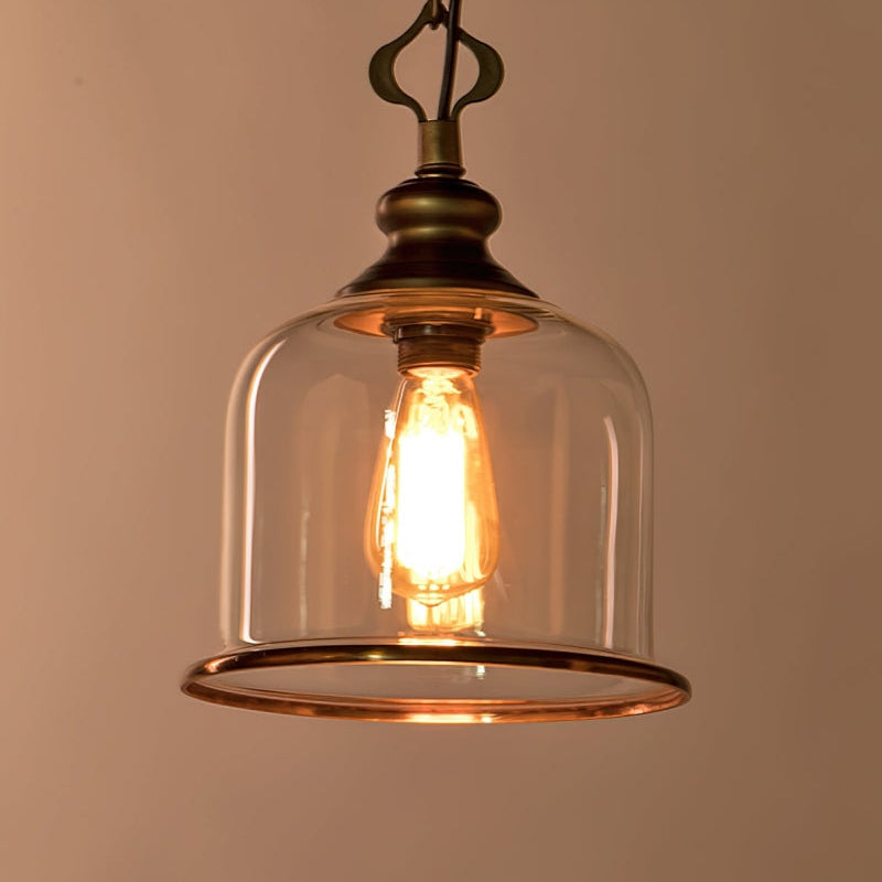 Retro Glass Bell Transparent Pendant Light