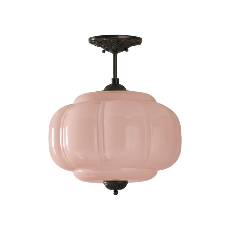 Vintage Milk Glass Eloise Semi-Flush Mount Pendant Light