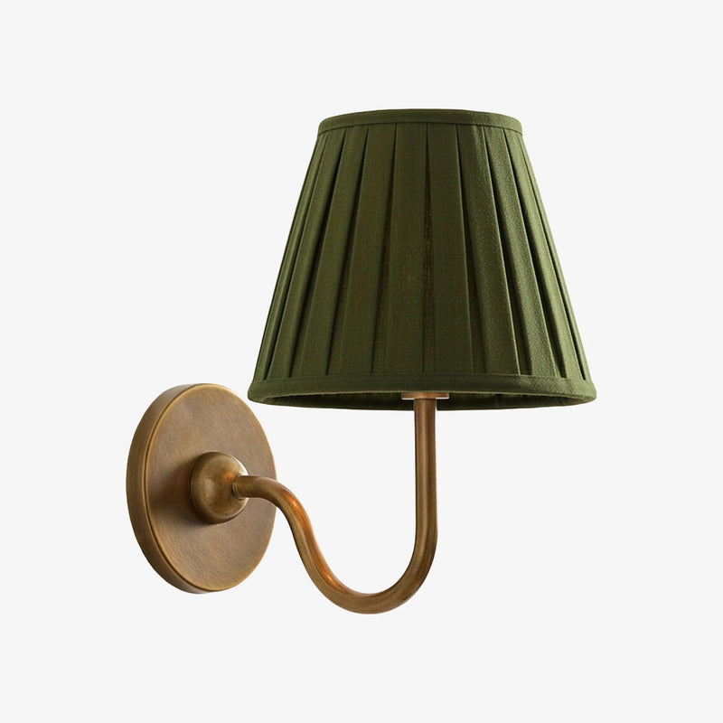 Luvora Pleated Shade Wall Lamp – Modern Brass Linen Lighting